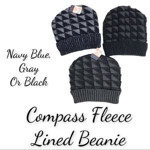 NWT Sherpa Lined Beanie: Gray, Navy or Black
